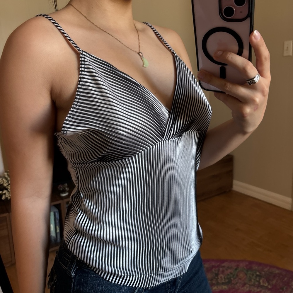 Striped Black and Grey Women's Top